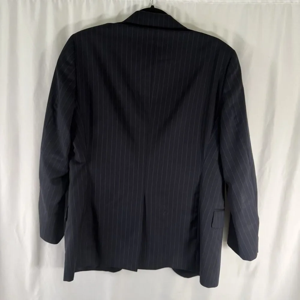 Brooks Brothers Fitzgerald Wool Blazer Men's 40S 34W Blue Striped 2 Button Front